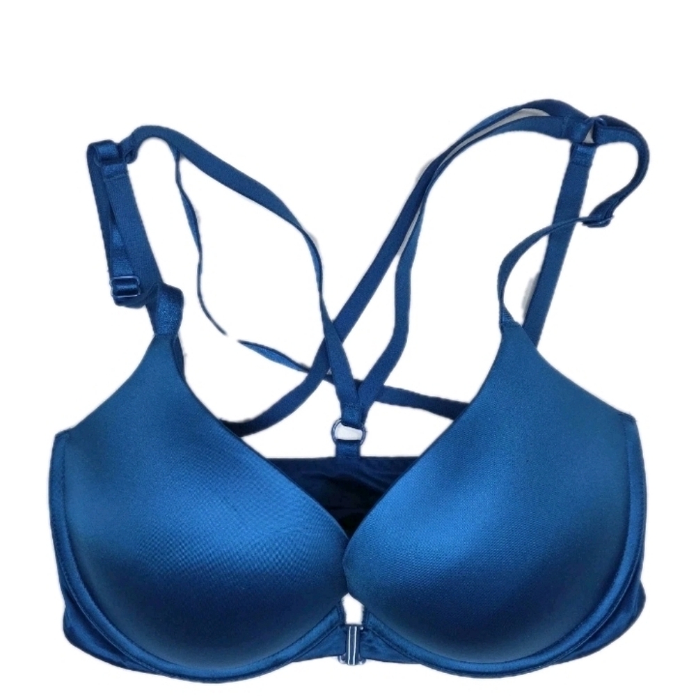 Victoria's Secret Very Sexy Push Up Bra 32DD Blue Front Closure Multiway Strap